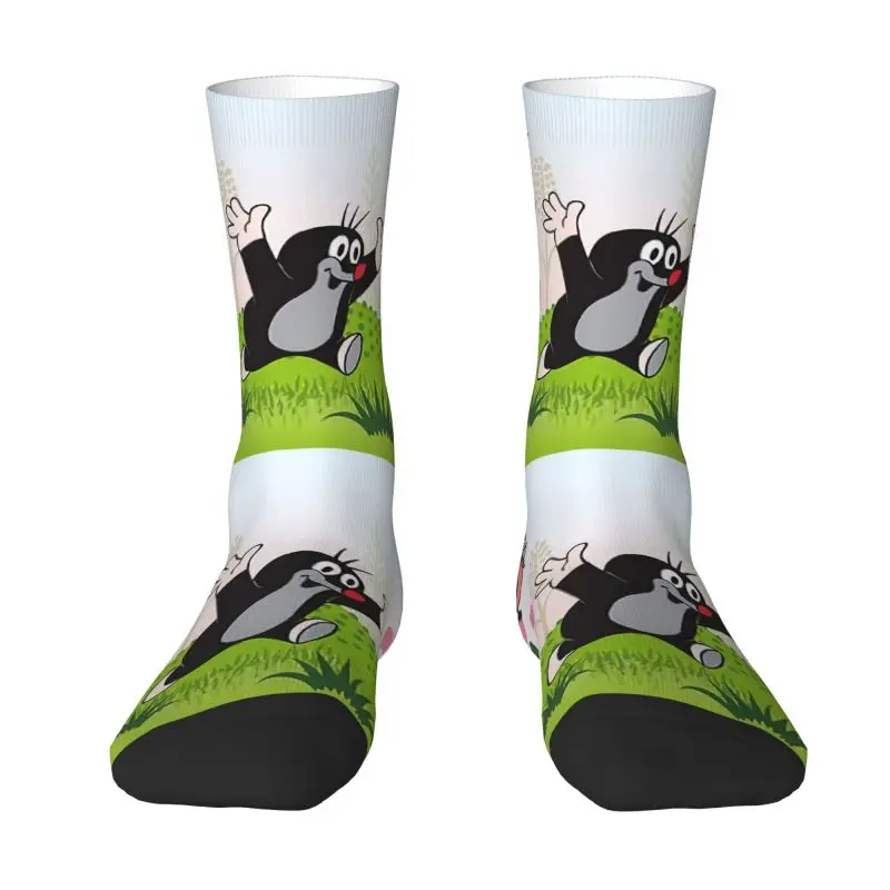 Happy Mole Cartoon Dress Socks Mens Womens Warm Fashion Novelty Krtek Little Maulwurf Crew Socks