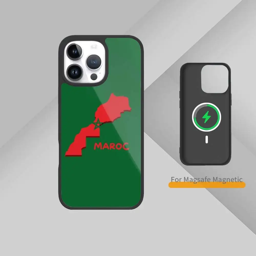 Casing Ponsel Bendera M-Maroko-ES Untuk iPhone17,16,15,14,13,12,11 Plus,Pro Max Magnetik Untuk Pengisian Daya Nirkabel Magsafe