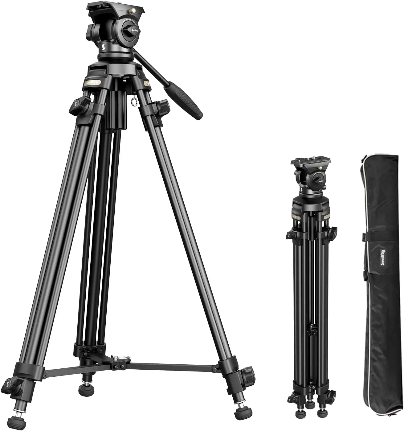 

AD-50Lite Video Tripod, Heavy Duty Tripod with 360°Fluid Head, 62" Aluminum Alloy Travel Tripods with QR Plate, Lift Ro