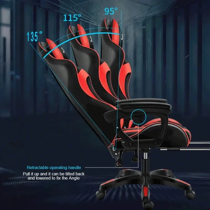 Cheap Pc Racing Computer Reclining Leather Gaming Chair with Footrest view 5