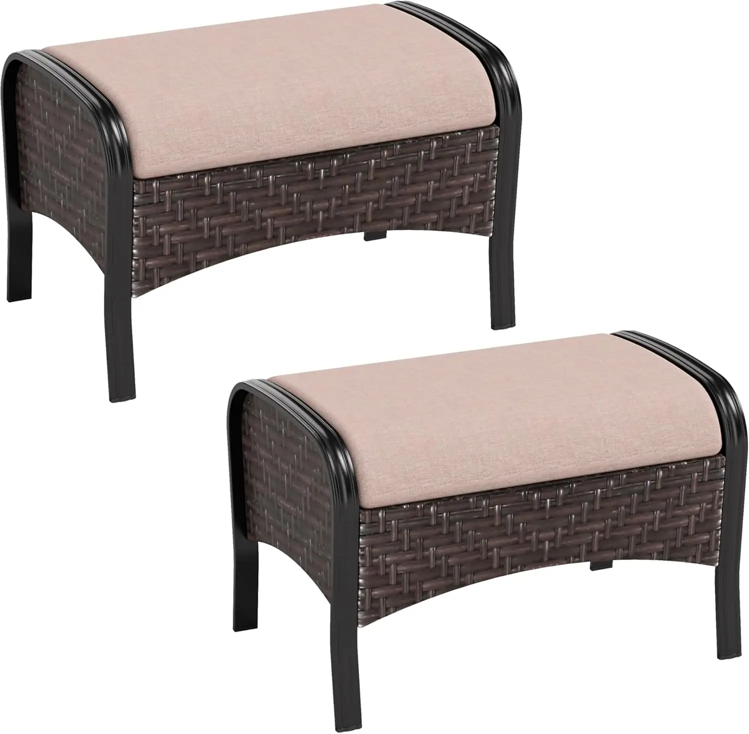 Oversized Outdoor Patio Conversation Sets - 2 Ottomans