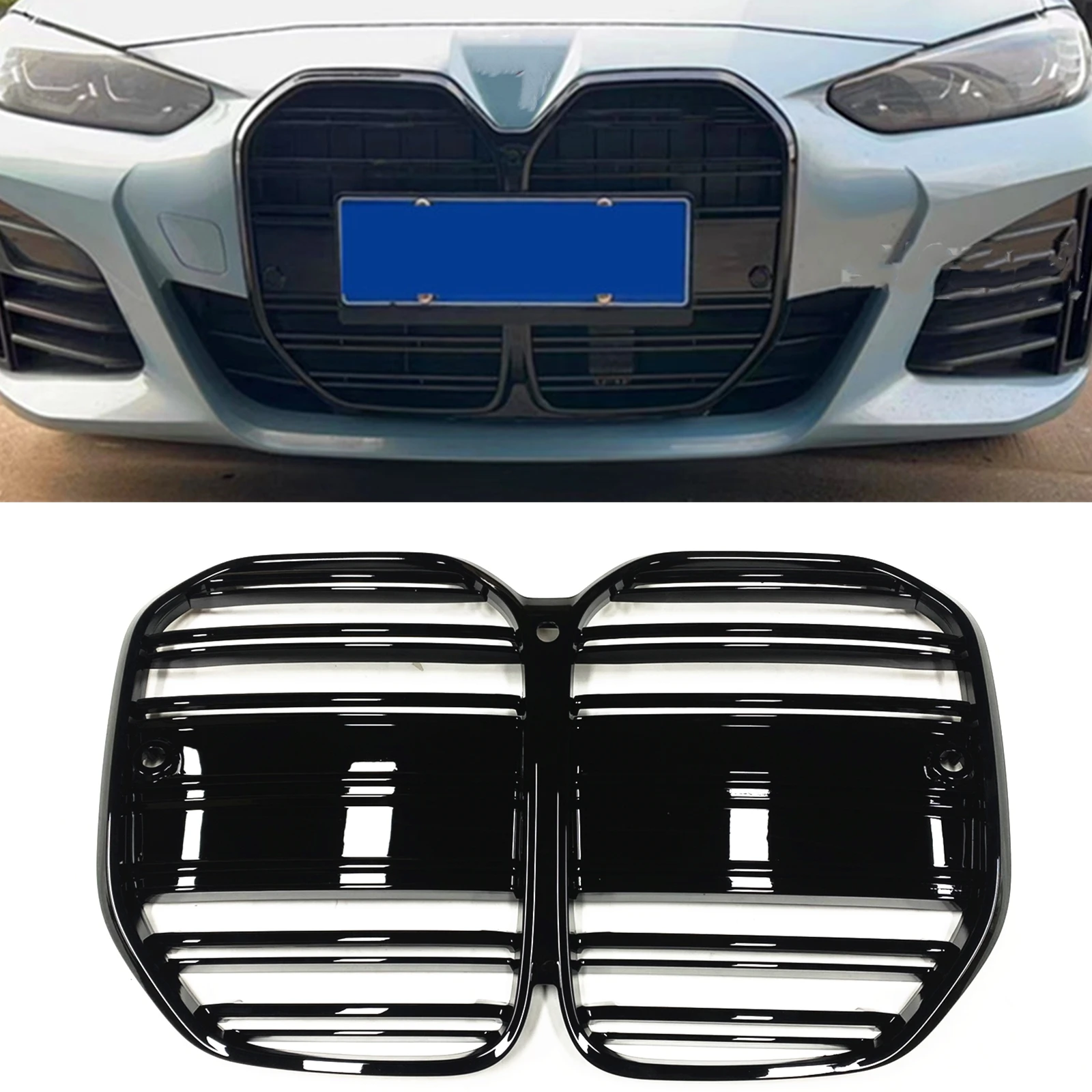 

Racing Grills Front Grille For BMW 4 Series G22 G23 2021-2023 2 Door Only 430i GT Style Black Car Upper Bumper Hood Mesh Grid