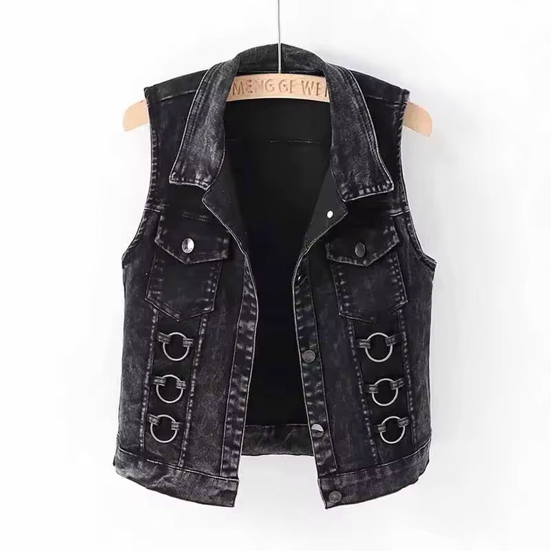 Fashion Denim Vest Female Spring Autumn Sleeveless Wild Tops Short Jacket Women Jean Waistcoat White Black Chaleco Mujer S-5XL