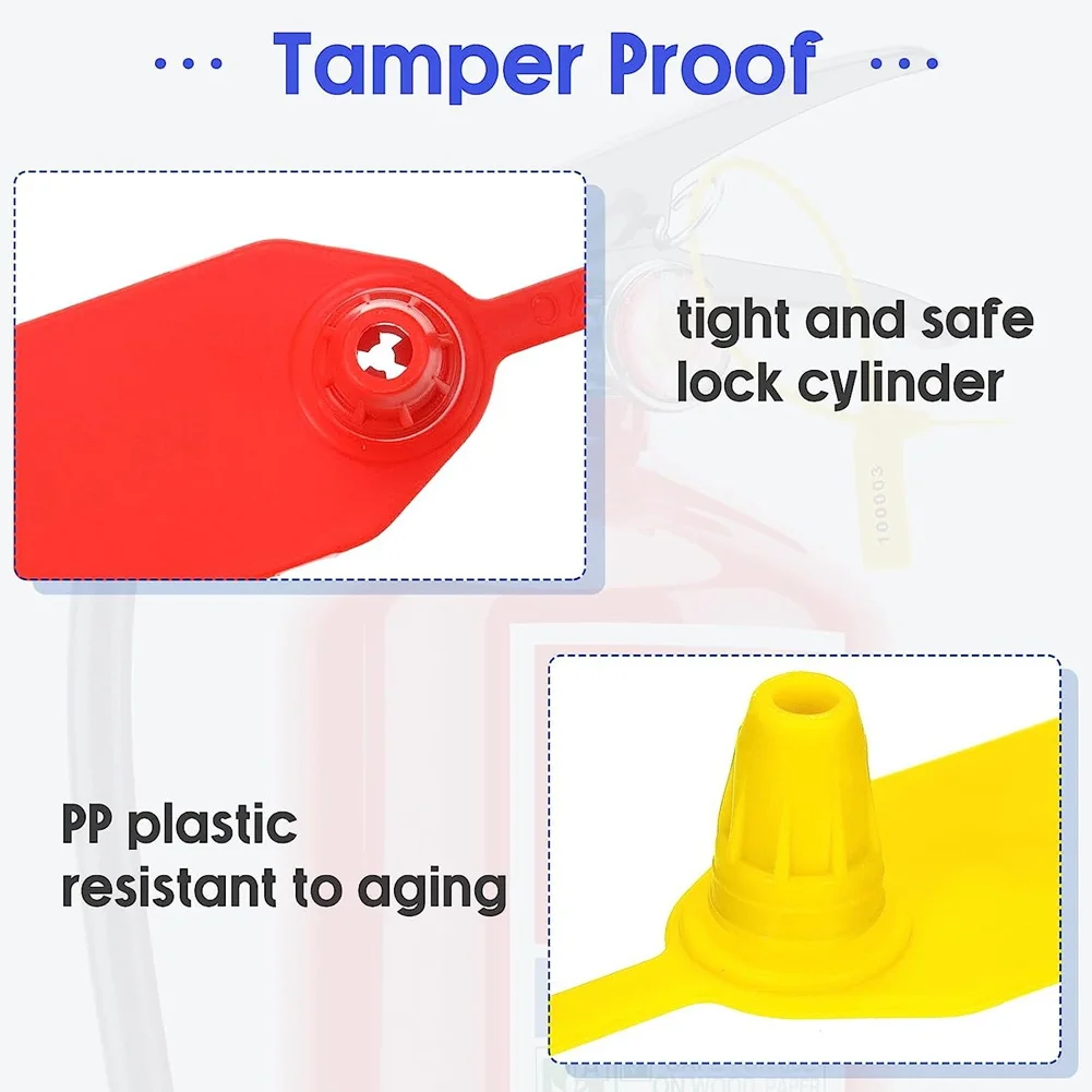 1000 ชิ้นพลาสติก Tamper ซีลเครื่องดับเพลิงหมวดหมู่แท็กความปลอดภัยซีลความปลอดภัยหมายเลข Zip Ties ป้าย Multicolor/สีเหลือง/สีแดง