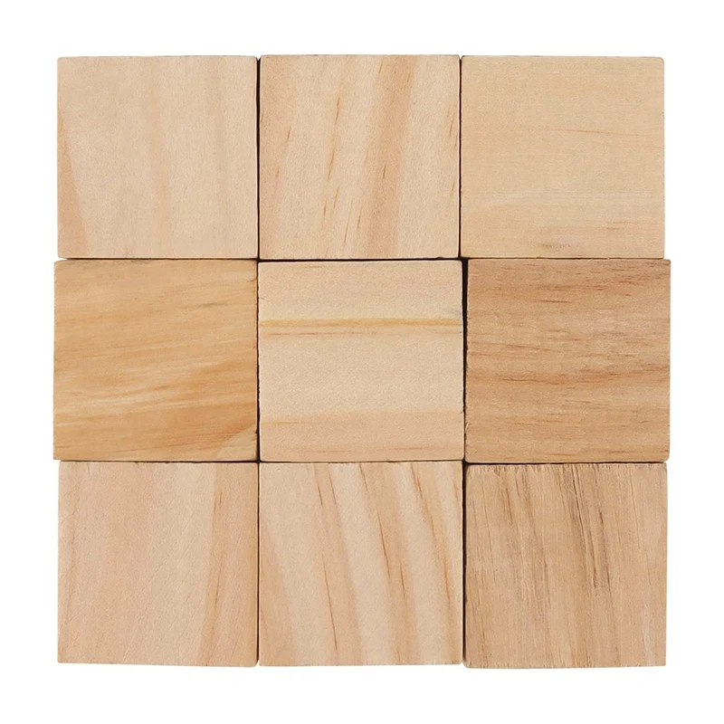 100 PCS 1 X 1 X 1 Inch Blocks Natural Wood Blocks Unfinished Wood Blocks Bulk Small Square Wooden Blocks For DIY Crafts