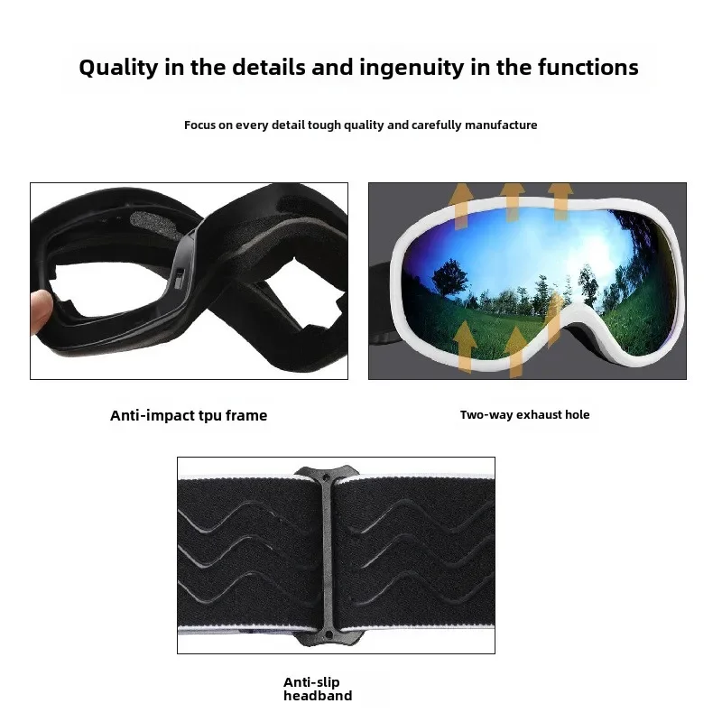 Skiing & Snowboarding 2024 New Skiing Eyewear with Spherical Lens, Anti-Fog Double-Layer Goggles for Men and Women Goggles