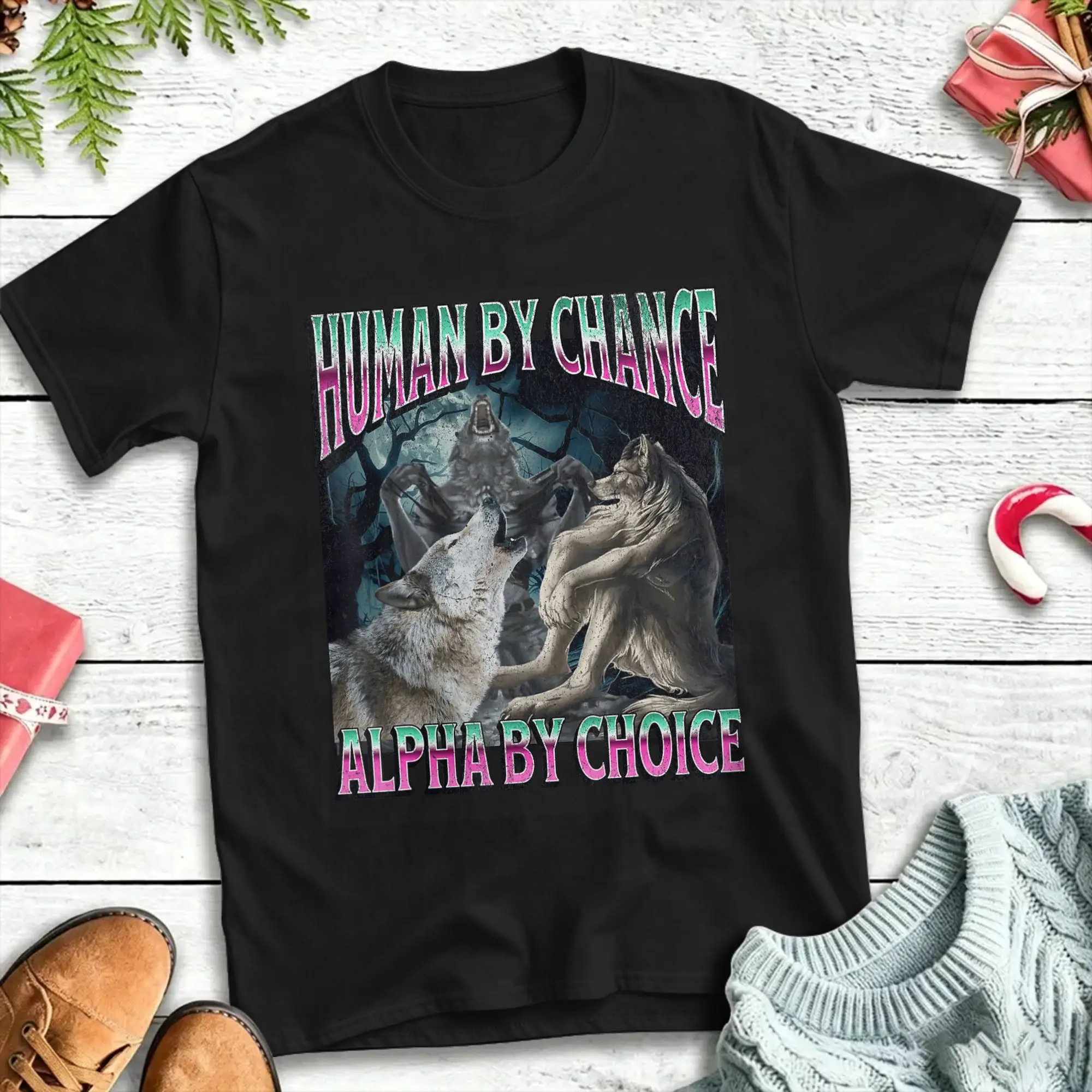 Human By Chance Alpha By Choice Cotton T Shirt For Men's Summer  Y2K Funny T-Shirts Harajuku Tees Oversized Design Tops