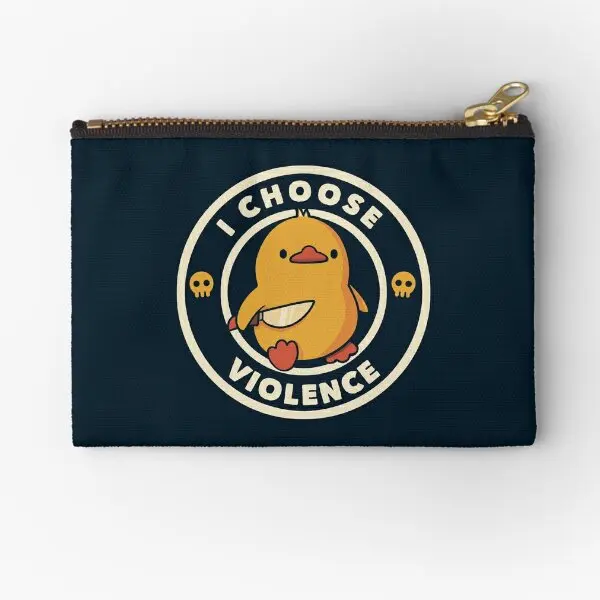 I Choose Violence Funny Duck By Tobe Fon  Zipper Pouches Women Pocket Men Coin Pure Cosmetic Socks Key Small Wallet Storage Bag