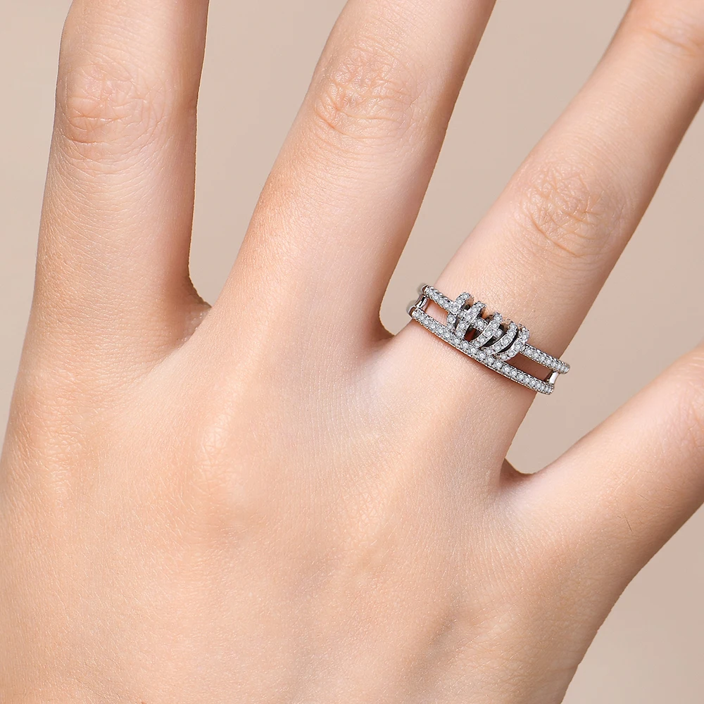 Custom Moissanite Wedding Band Ring, 925 Silver