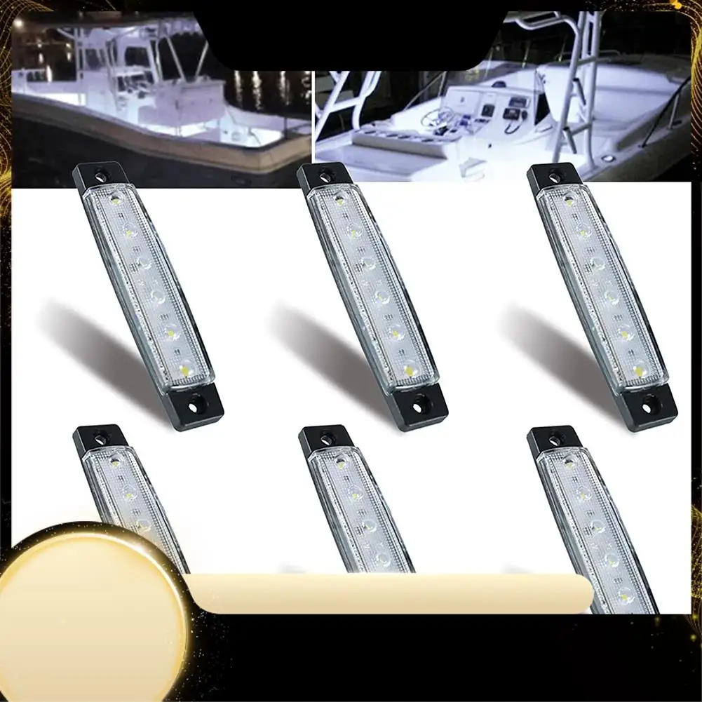 6Pcs LED Marine Boat Lights Marine Courtesy Light Strip Deck Transom Cockpit Navigation Lighting Waterproof 12V-A74F