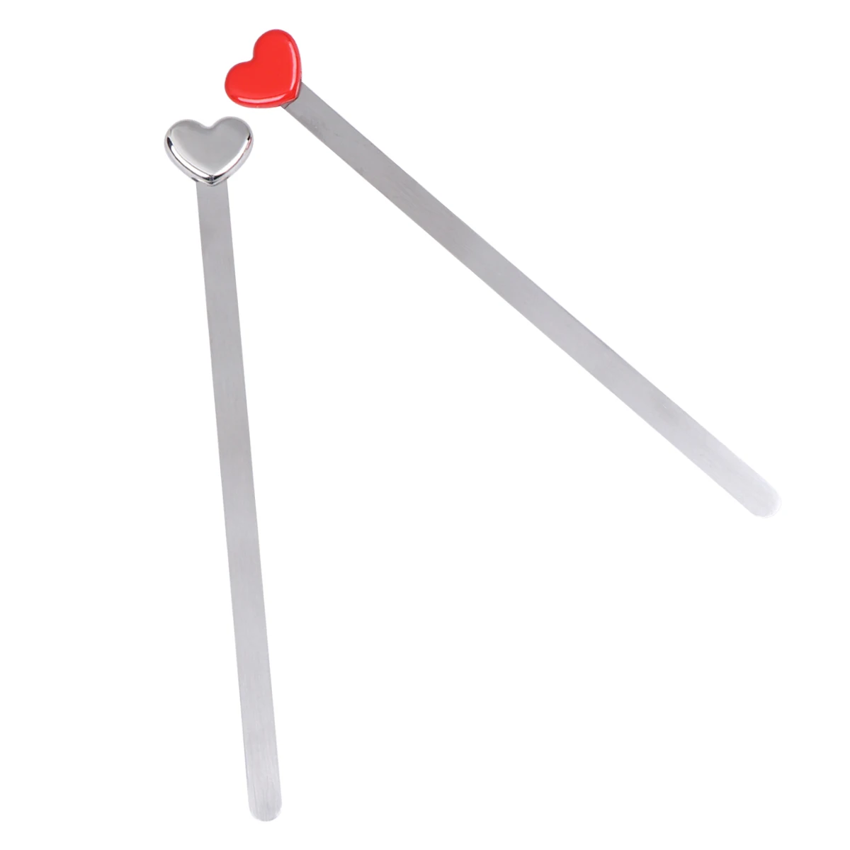 

2pcs Heart Shaped Bookmark Red Silver Metal Pendant Book Page Mark Waterproof Stationery Gift Students Readers
