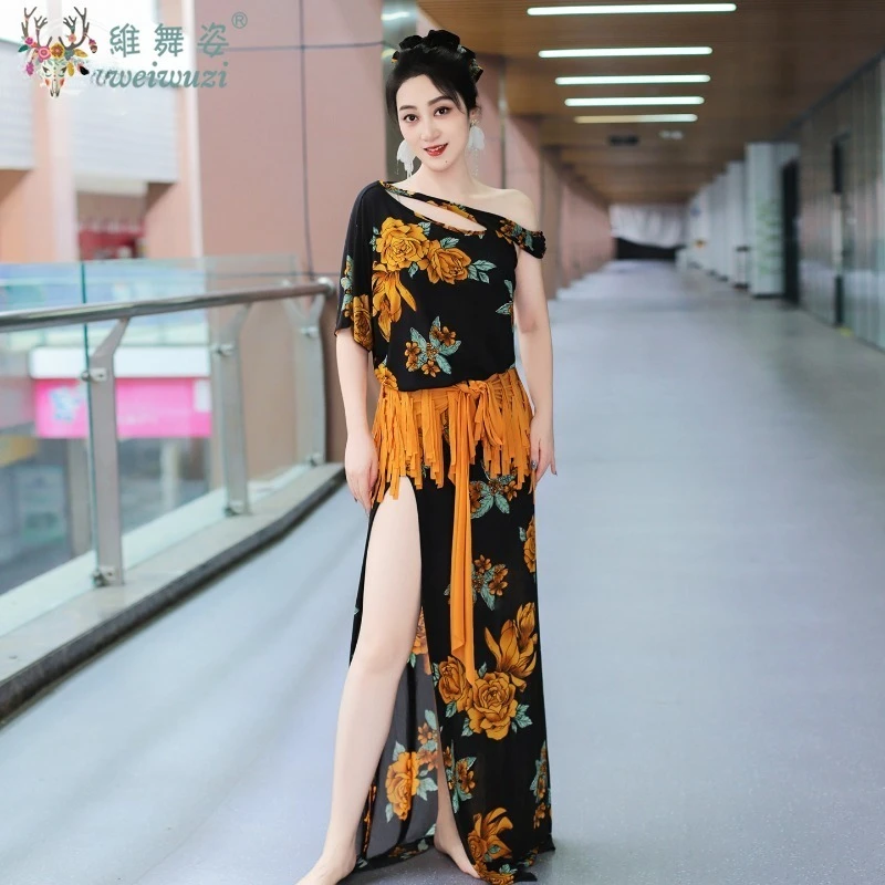 ベリーダンス服女性のソフトで快適な水糸プリントドレスオリエンタルダンス Saidi Shabbi Baladi パフォーマンス服