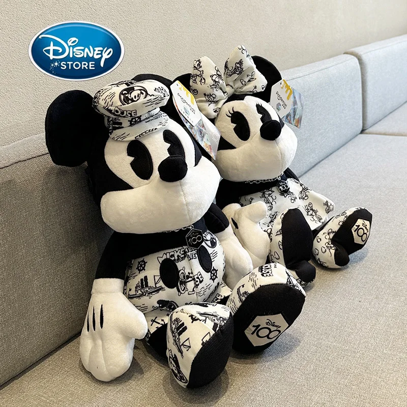 Disney 100th Anniversary Limited Edition Mickey Minnie Doll Shoulder Backpack Printed Mickey Mouse Plush Doll Phone Storage Bag