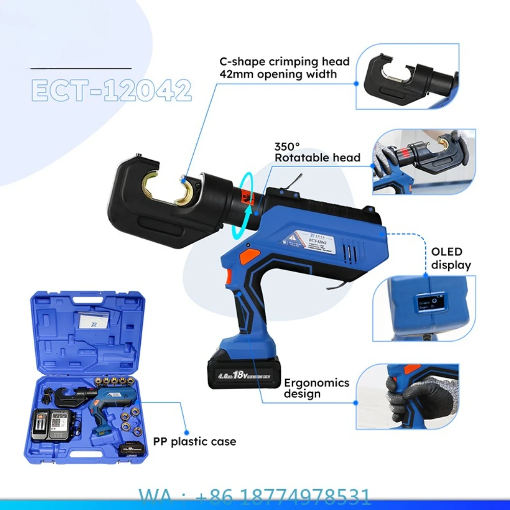 Battery Powered Electric Hydraulic Crimping Tool ECT-12042 Intelligent Cable Crimper Cu 400mm2 Automatic