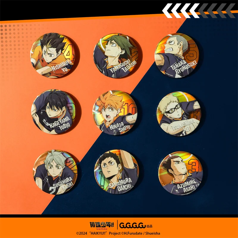 

Anime Haikyuu!! Shoyo Hinata Tobio Kageyama Kei Tsukishima Yu Nishinoya Ryunosuke Tanaka Daichi Sawamura Asahi Azumane Badge