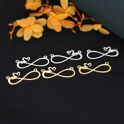 3pcs Stainless Steel Infinity With Heart Diy Jewelry Earring Making Charm Wholesale Bracelet Necklace Pendant Connectors