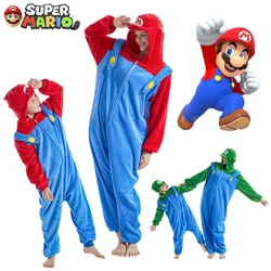 Super Mario Bros Jumpsuit Doll Clothing for Adult Child One-piece Nightwear Pyjamas Fall Winter Warmth Anime Performer Costume