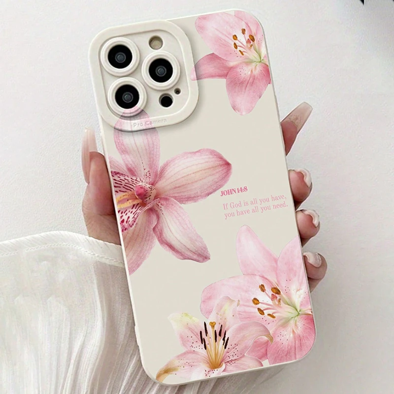 Blue Floral Painted Silicone INS Phone Case For iPhone 17 16 15 14 13 12 11 Pro Max 7 8 Plus XS XR 16e Shockproof Soft TPU Cover view 3