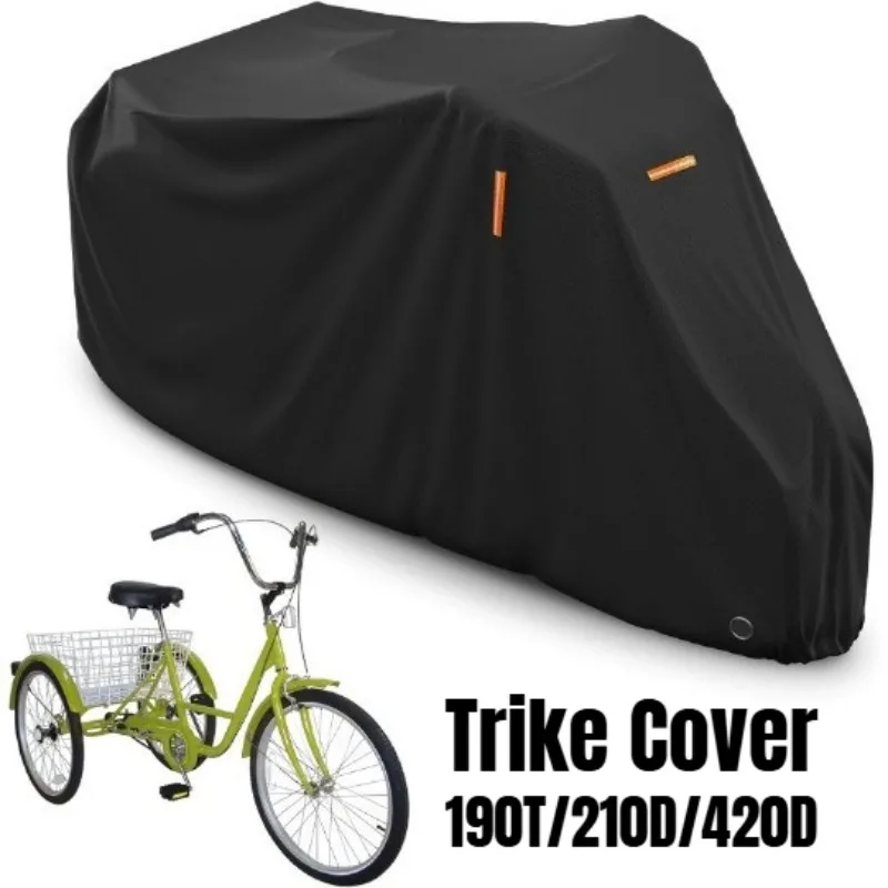 Trike Cover Waterproof Oxford PU 190T/210D/420D, Sun Rain Protection with Cargo Box Protector & Elastic Straps for Tricycles