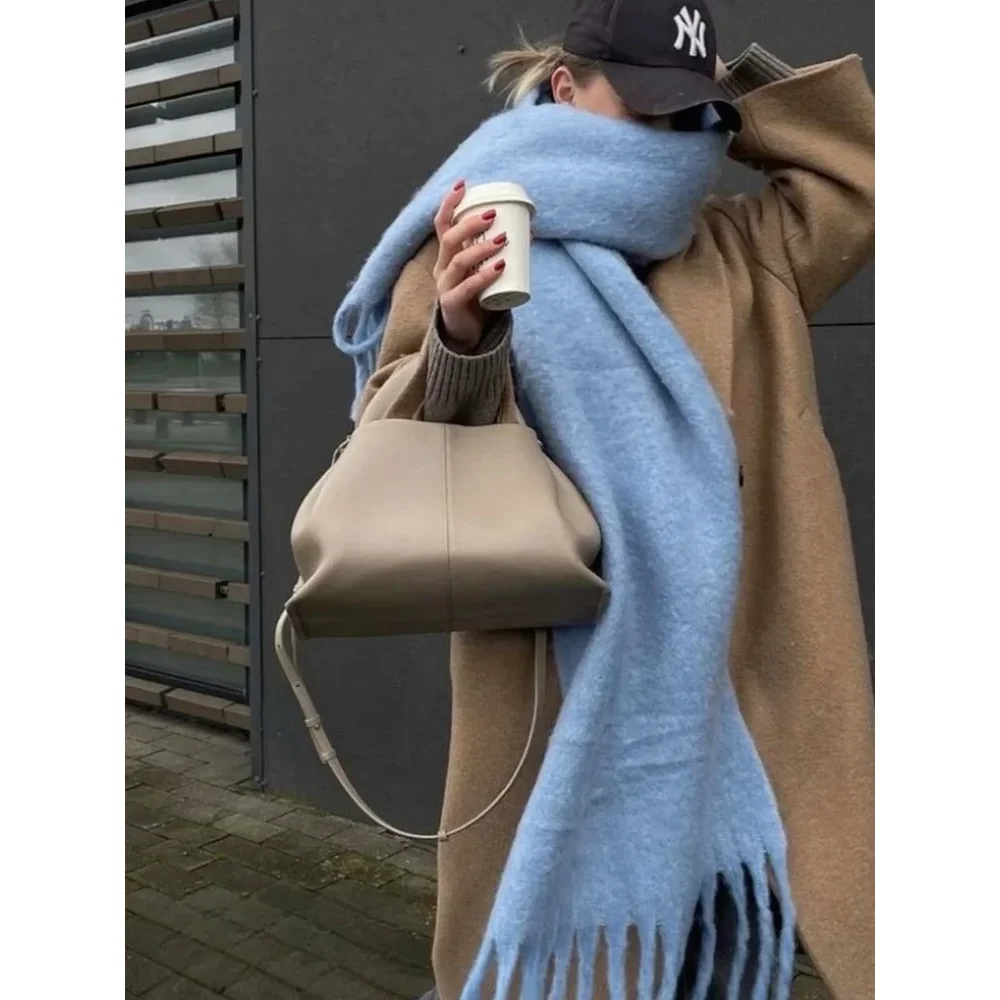 

2025 Solid Color Soft Winter Scarf - Women's Luxury 100% Cashmere, Thickened Warm Shawl, Classic Pashmina Tassel Scarf Shawl