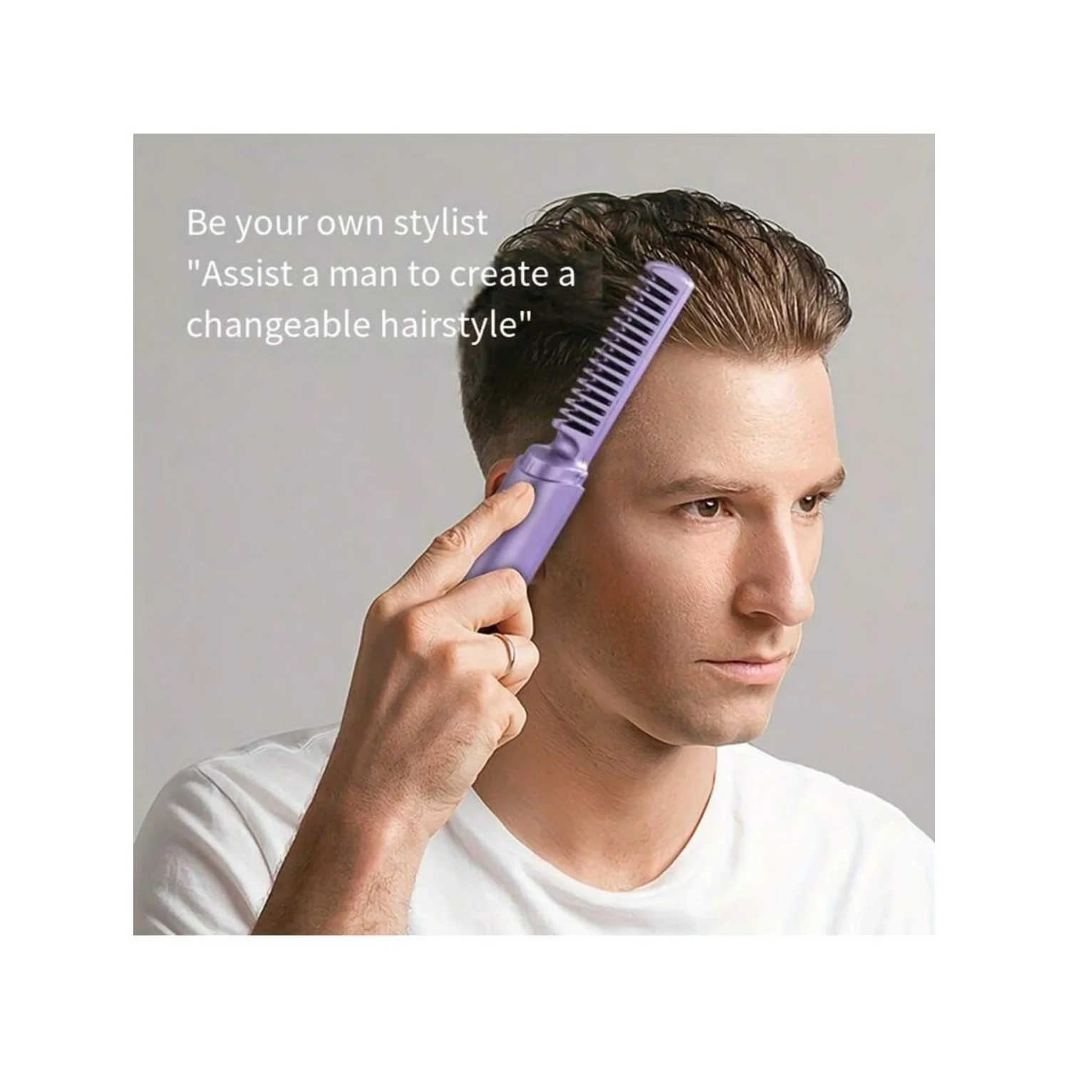 Pettine raddrizzatore wireless 2 in 1 da 1 pezzo, spazzola riscaldata portatile regolabile a 3 livelli, ricarica USB, mini piastra per ottenere S