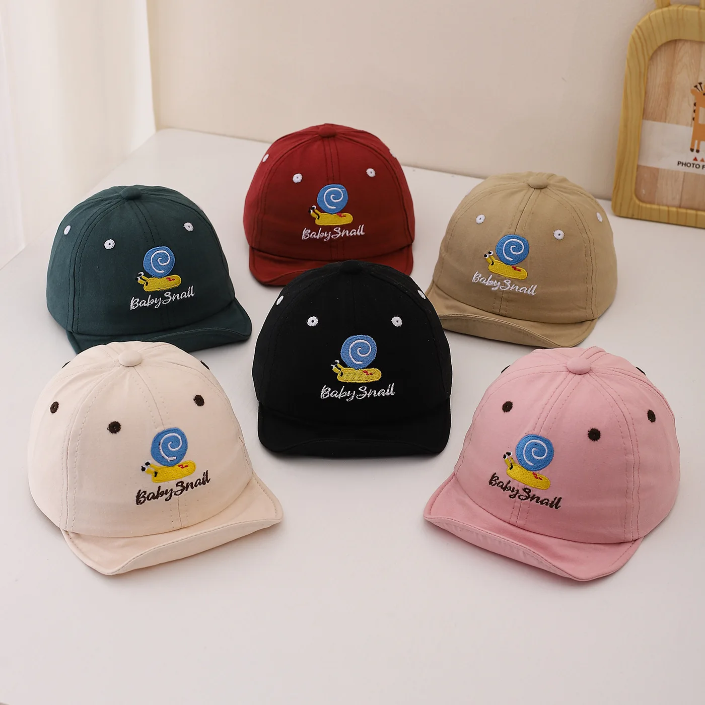 New Embroidered Baby Cap Korean Snail Toddler Boy Girl Baseball Cap Soft Cotton Summer Infant Peaked Hat view 2