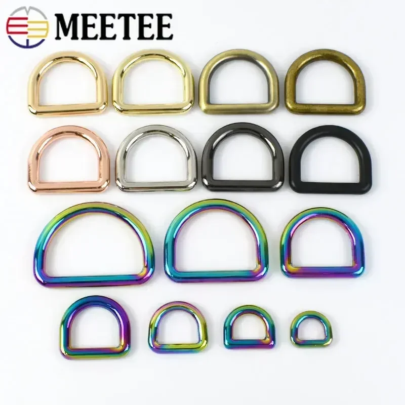 Fivelas do anel do metal D para a correia do saco, colar do cão Webbing Fecho Loop, ofício de couro DIY, 10mm, 13mm, 15mm, 20mm, 25mm, 32mm, 38mm, PCes 20