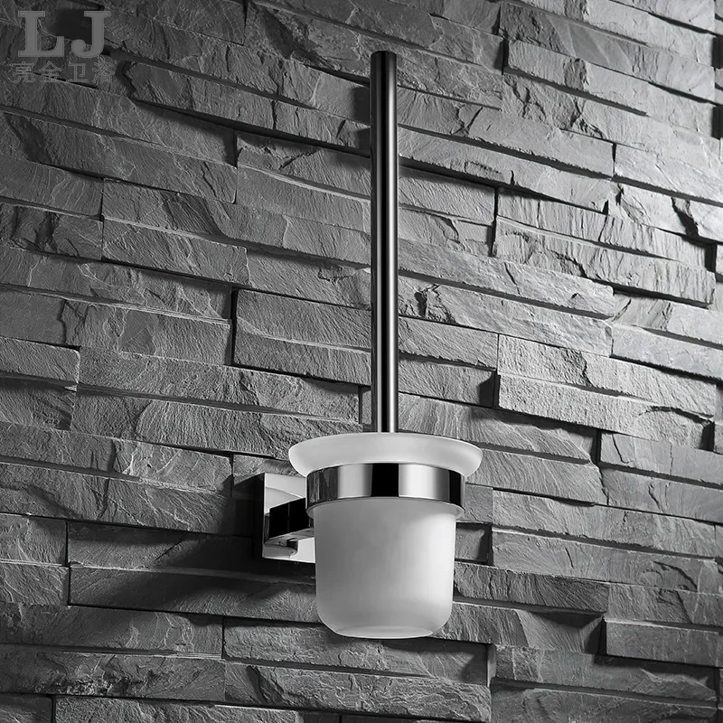 304 Stainless Steel Toilet Brush Holder Complete Set Mirror Light Hotel Home Bathroom Toilet Brush Holder Wall-mounted