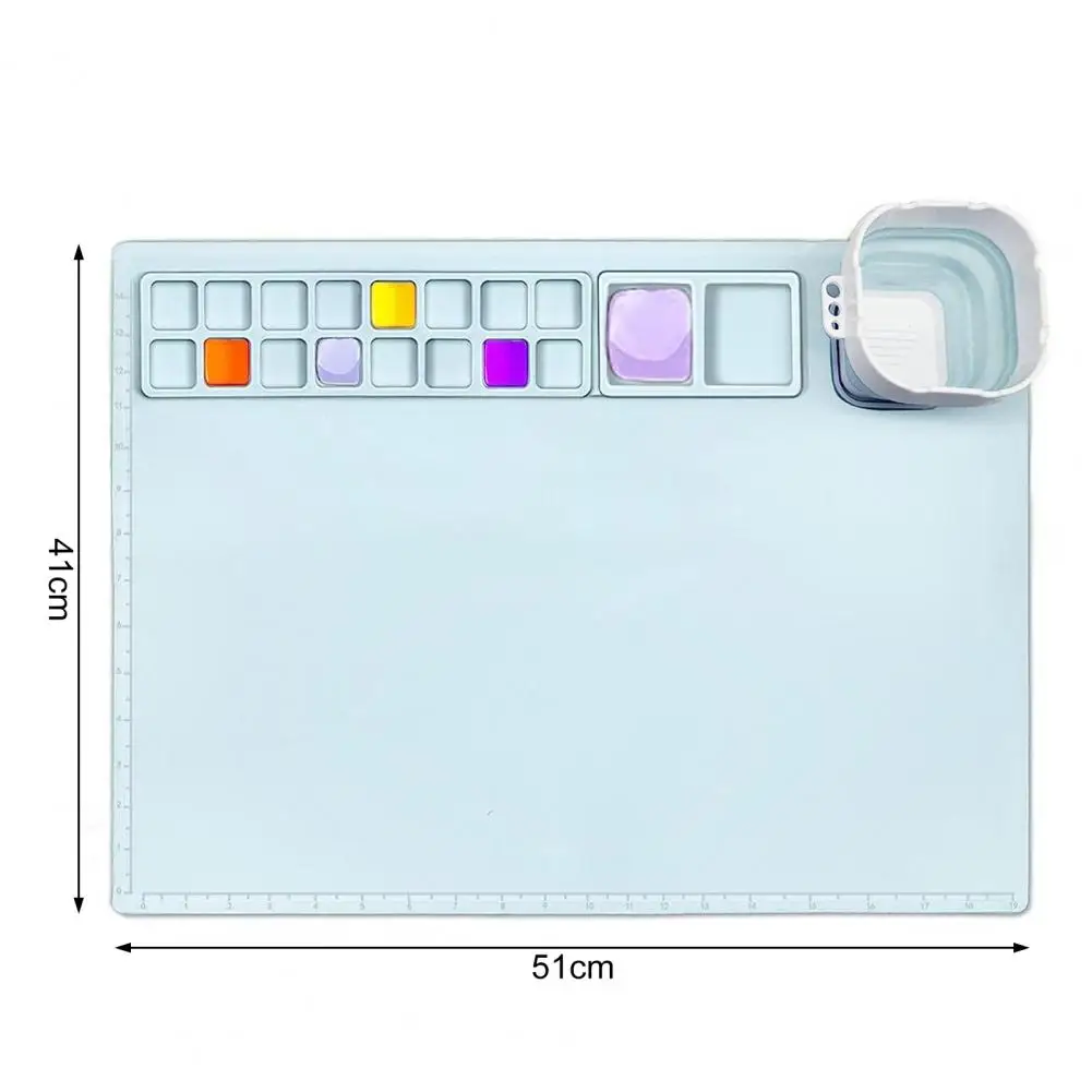 

Silicone Painting Pad Brush Holder Crafts Pad Multifunctional Art Painting Art Clay Graffiti Mat Washable Painting Mat with Cup