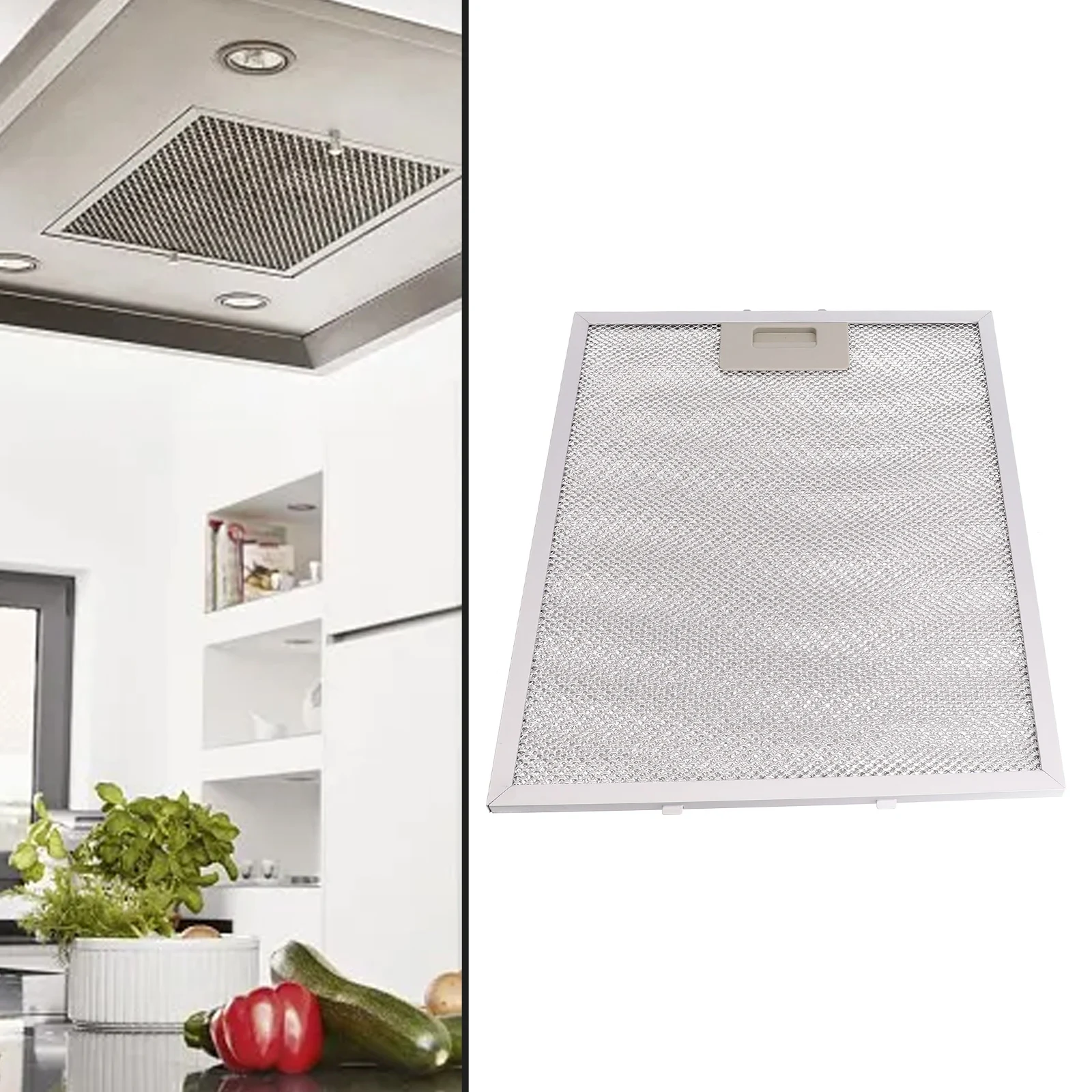 Aluminum Cooker Hood Metal Filter 350 x 285 x 9mm Designed to Fit Standard Range Hood Vent Openings and Mounting Points