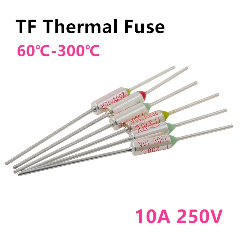 1 szt. TF bezpiecznik termiczny r. 10A 250V przełącznik termostatu kontroli temperatury 60 85 120 142 145 150 155 165 172 216 220 240 300 ℃