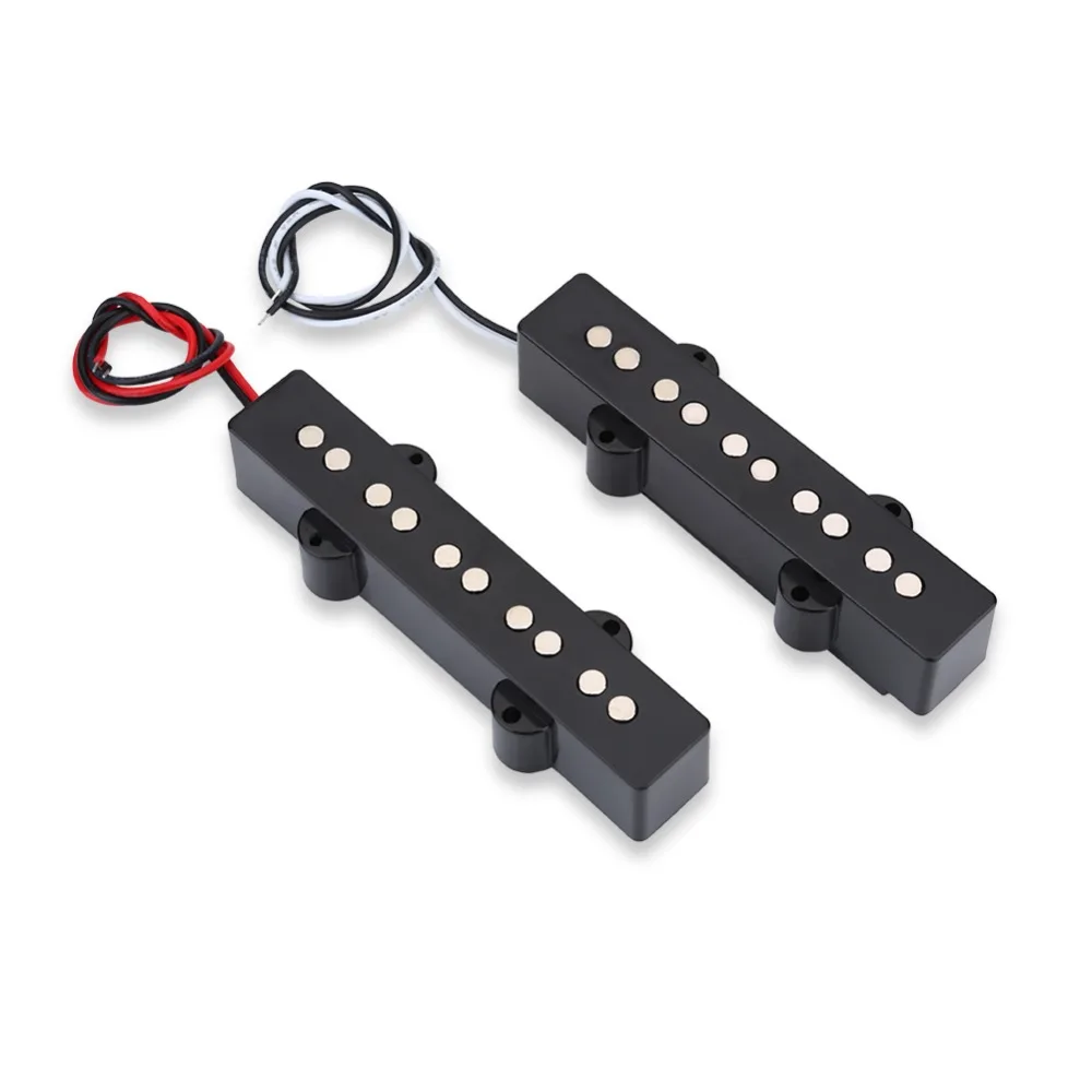 2pcs 5 String​ Open Bridge Pickup​ ​Neck and Bridge Pickups​ ​Black ​Jazz Bass Pickups​ With springs and screws