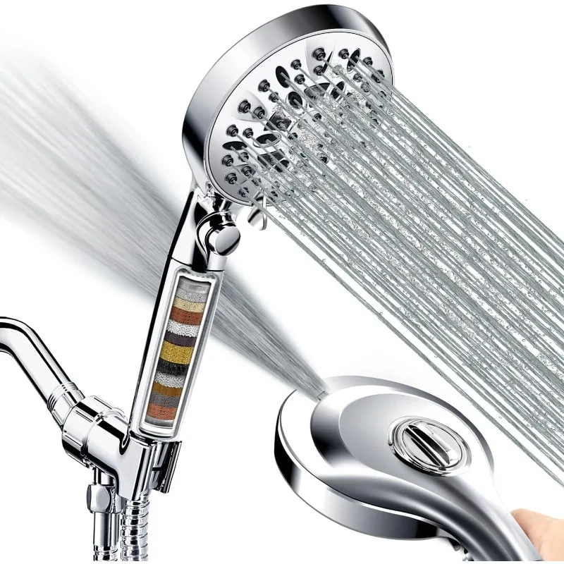 

Handheld Shower Head with Filter: 10 Spray Modes Shower Head High Pressure with ON/OFF Pause Switch