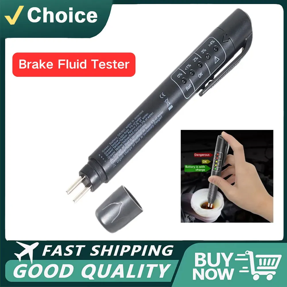 

Brake Fluid Tester, 5 LED Oil Moisture Analyzer, Auto Brake Diagnostic Tool for DOT3 DOT4