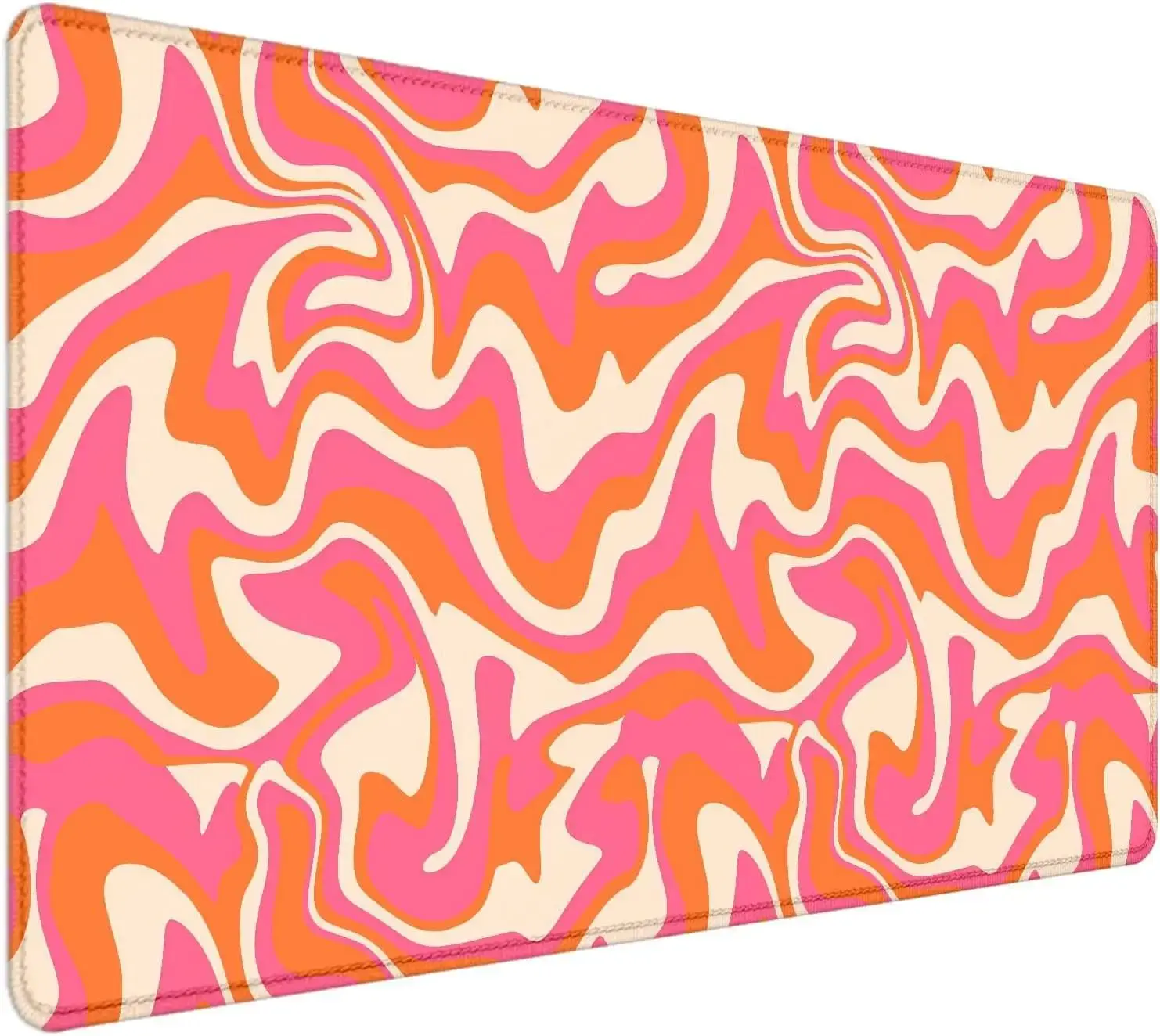 Red Swirl Pattern Desk Mat Orange Abstract Wave Gaming Mouse Pad Non-slip Base Desk Decoration Gamer Peripheral for Home Office