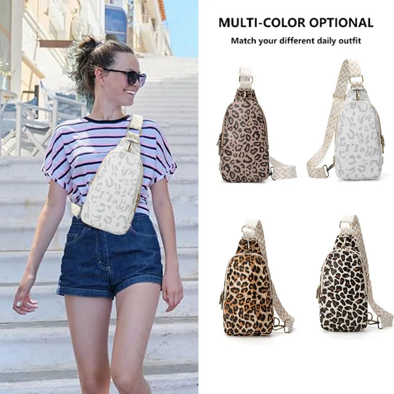 

PU Vintage Leopard Waist Chest Bag Large Waterproof Belt Waist Bag Shoulder Bag Women Fashion Leather Zip Crossbody Fanny Bag