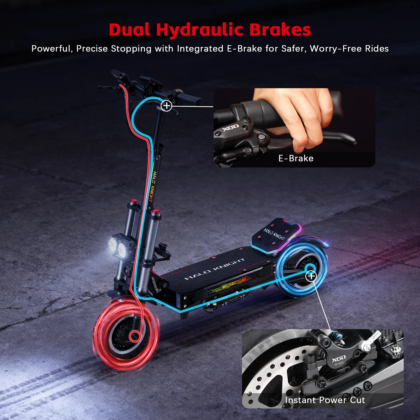 HALO KNIGHT T107Pro 60V 6000W 38,4Ah Elektroroller Professioneller 95km/h E-Scooter mit Doppelmotor Leistungsstarker Schneller 80KM E-Scooter – Detail 11