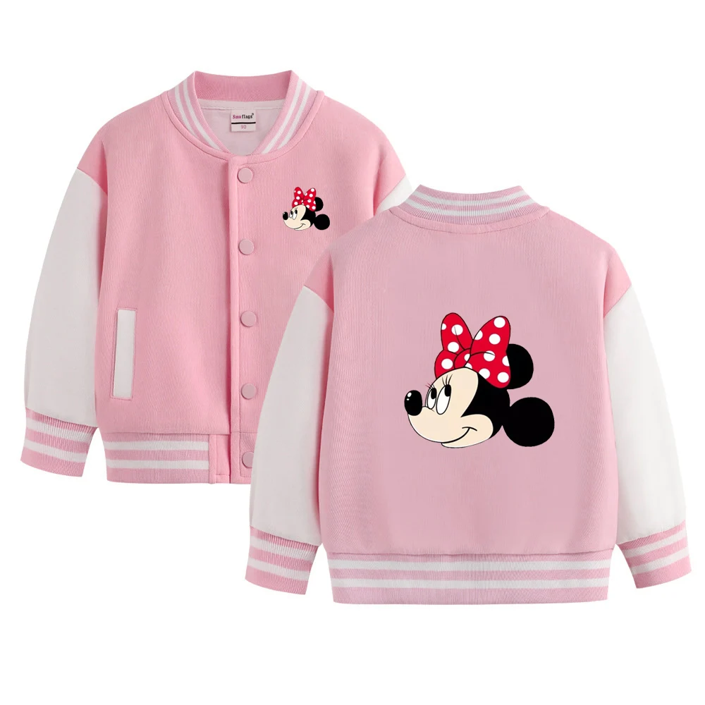 Disney Series girls Minnie Baseball Uniform 2-12 years old fashion girls coat Cartoon hello kitty Print Spring and Autumn jacket