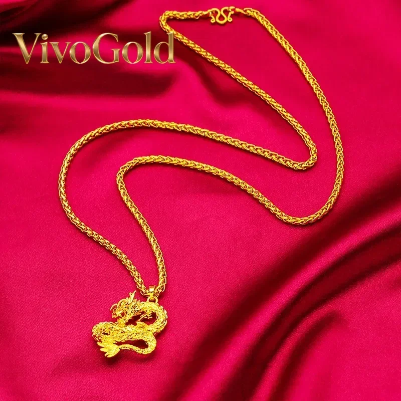 

VivoGold VivoGold Men's 24K Gold (AU999) Overbearing Dragon Head Pendant | Two-tone matte gold, chiseled Dragon Spine Ode motifs