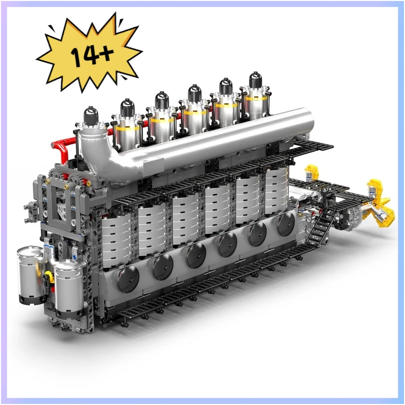 

Mold King 10209 Технический линейный 6-цилиндровый авианосчик, двигатель, строительные блоки, набор игрушек с двигателем и контейнером