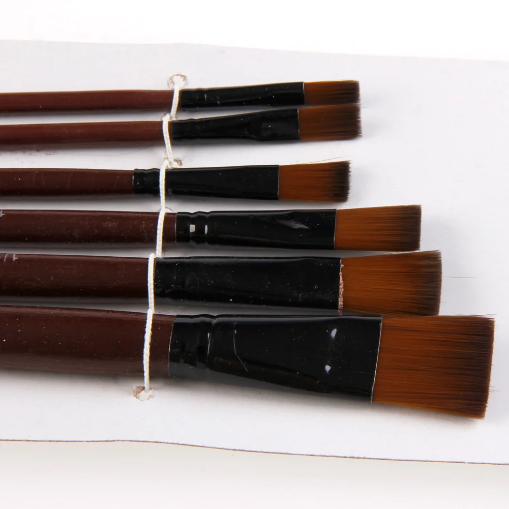 6Pcs Nylon Acrylic Oil Paint Gouache Brushes For Artist Supplies Watercolor Set 96BA