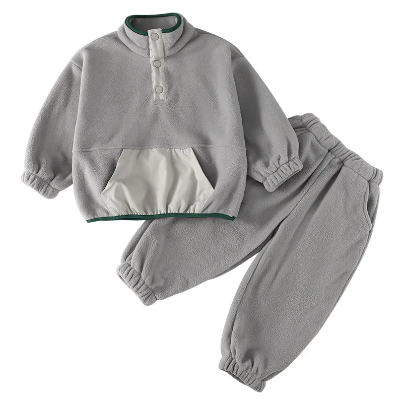 2024 Children's Winter Shake Fleece Thickened Warm Two Piece Set image 5