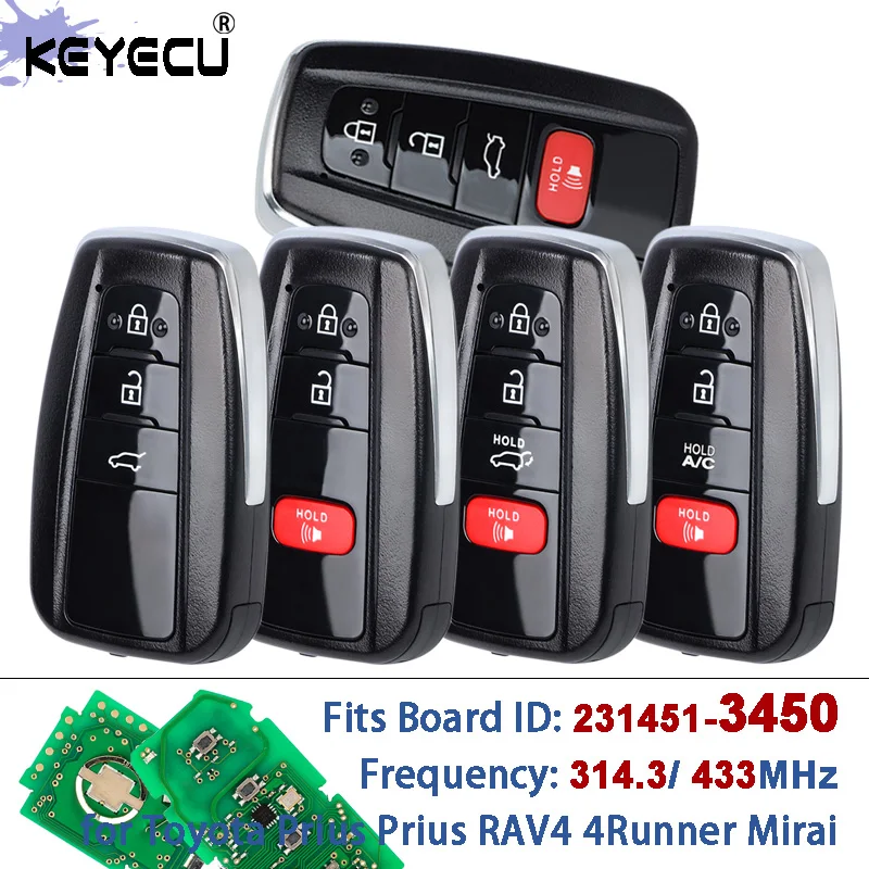 

Плата KEYECU ID: 231451-3450 314,3 МГц/433 МГц HYQ14FLA Умный дистанционный брелок для Toyota Prius Prius RAV4 4Runner Mirai 2018-2024