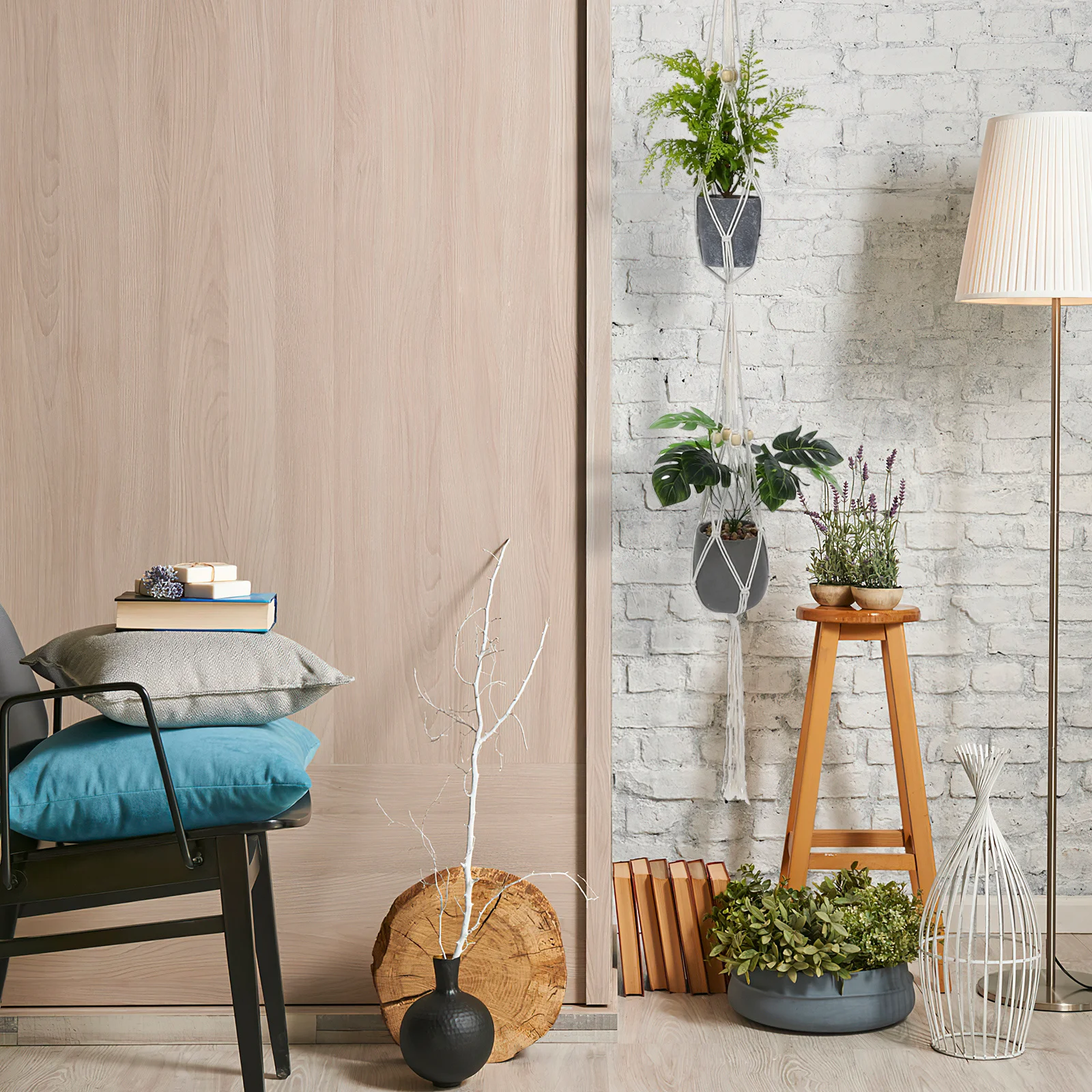 

Macrame Indoor Plant Hanger Decorative Planter Holder Hand Woven Hanging Planter Basket Wall Mount Flower Pot Hanger