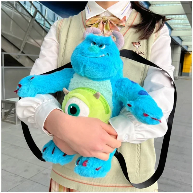 Disney Monsters Inc Plush Backpacks Anime Figure James P. Sullivan Mike Wazowski Cosplay Plush Toy Throw Pillow Backpack Gifts