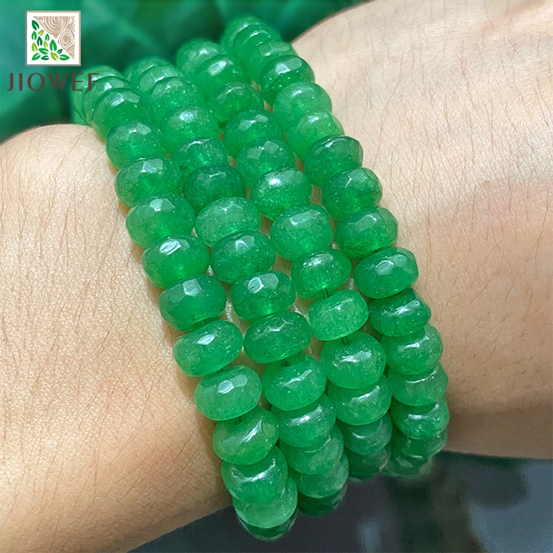 Natural Stone Beads Faceted Transparent Green Jasper Rondelle Spacer Loose Beads for Jewelry Making Accessories 15\'\' Strand 8mm