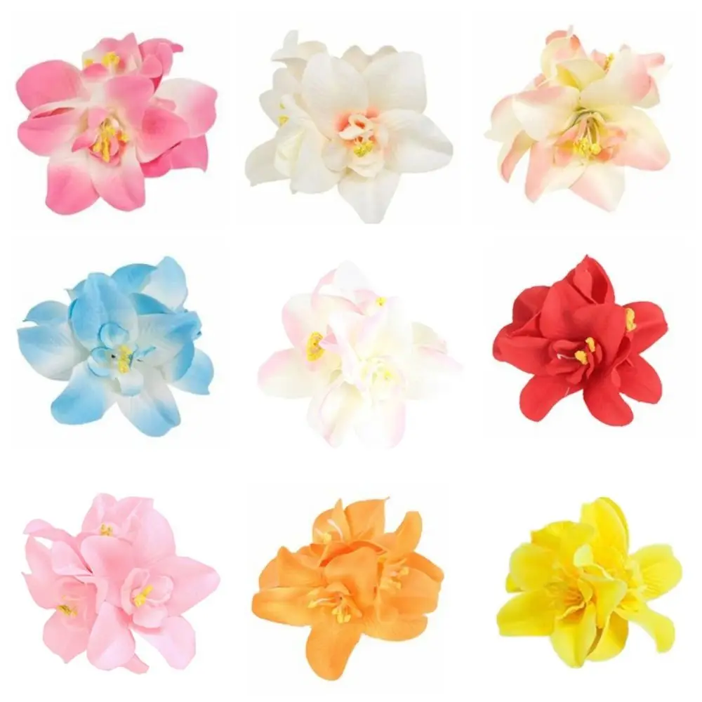 Modische Hawaiianische Blumen-Haarspange mit 3 Orchideen, Bunte Haarnadeln, Realistische Haaraccessoires für Strandurlaub und Partys – Detail 1