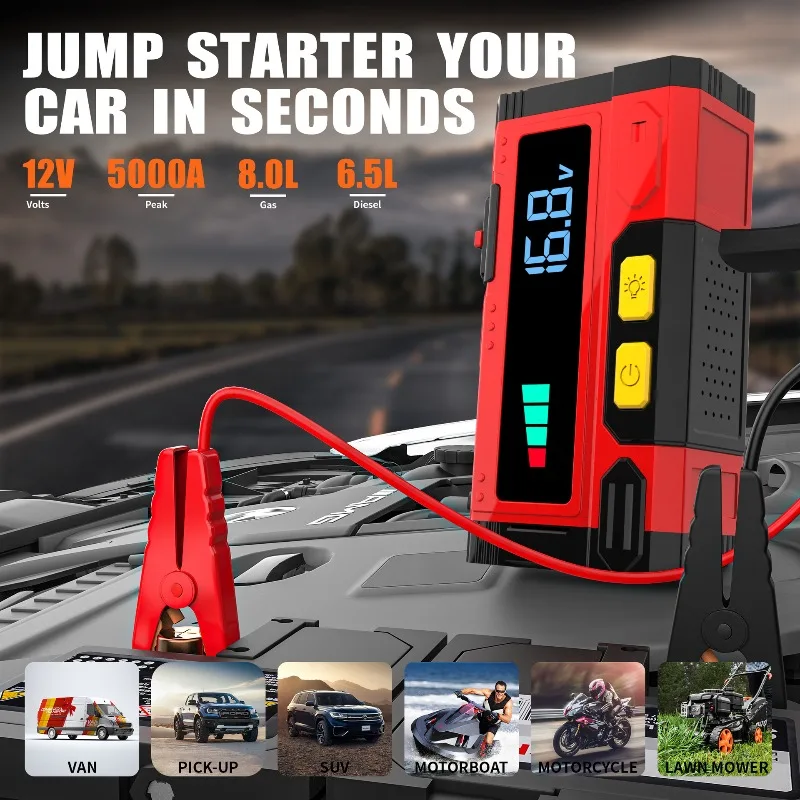 

Portable Car Jump Starter Power Bank Car Booster Charger 12V Starting Device Petrol Diesel Car Emergency Booster