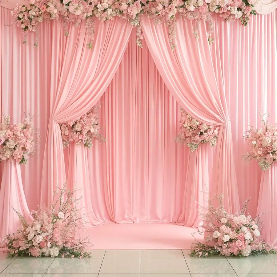 

x 15ft Blush Pink Wrinkle Free Backdrop Curtains for Wedding Party Backdrops Curtain Drapes Fabric Decorations Photo Back Drop C