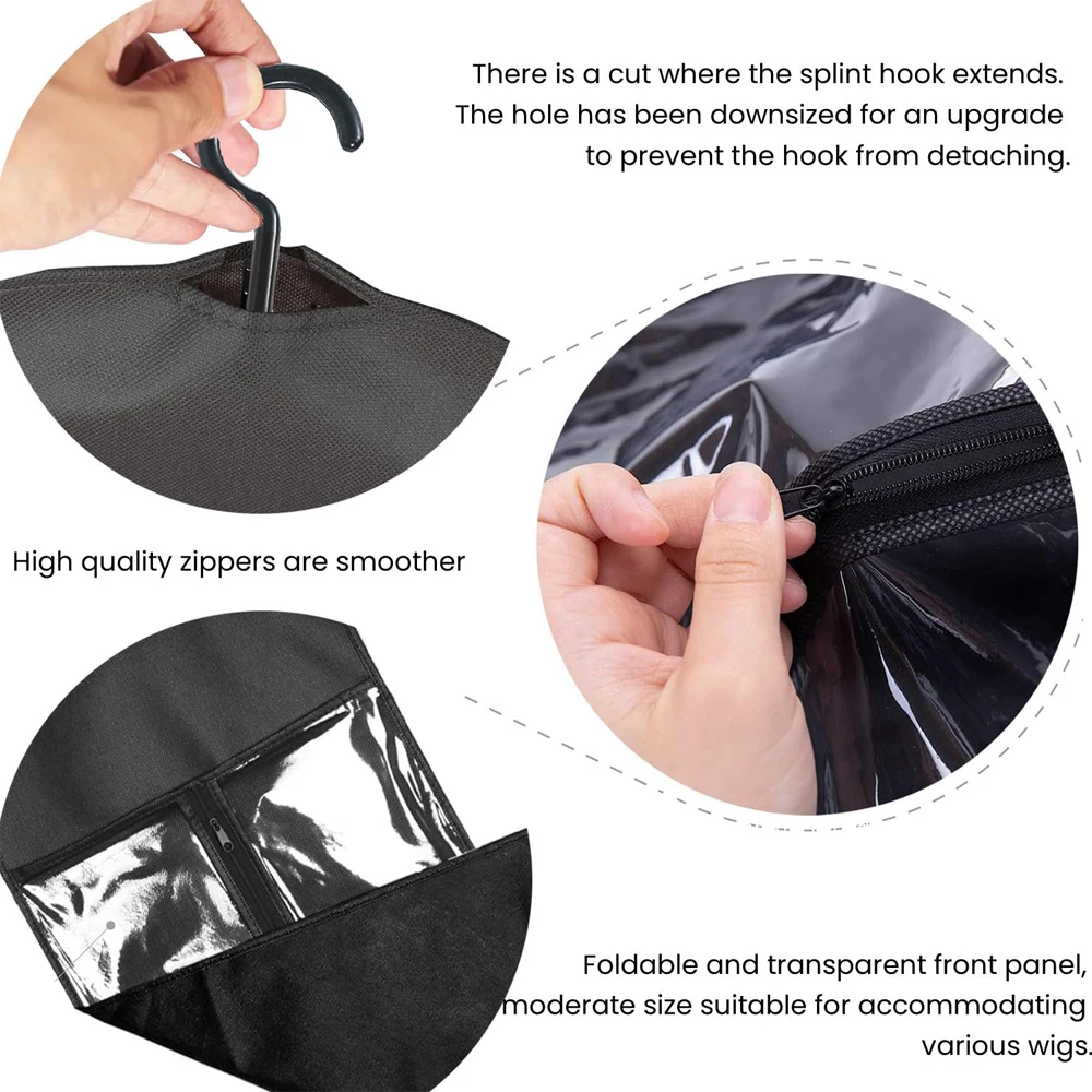 1Set/2sets Wig Storage Bag With Hanger Hair Bags With Plastic Hanger For Virgin Hair Wig Organizer Hangers For Multiple Wigs image 4